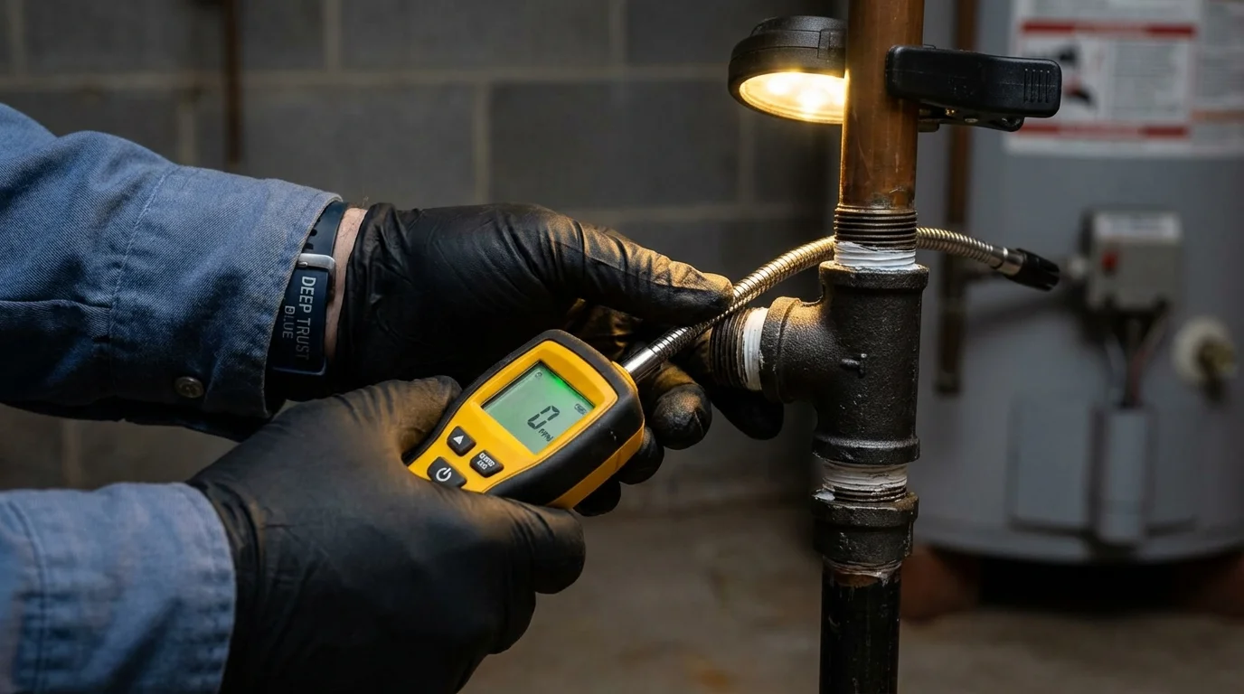 Gas leak detection with electronic sniffer by Johns Plumbing LLC in Midway City